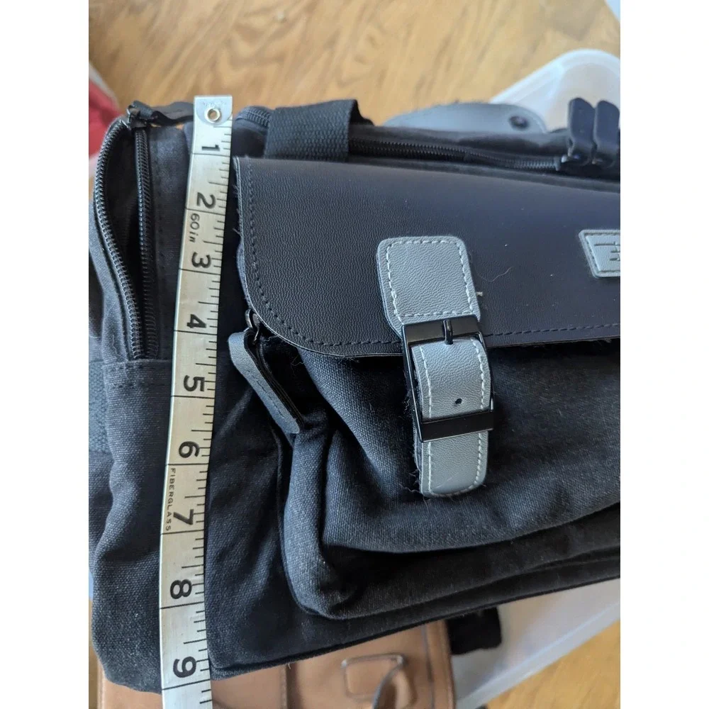 Bellaruso Black Canvas Duffel Bag Travel Weekender Shoulder Strap